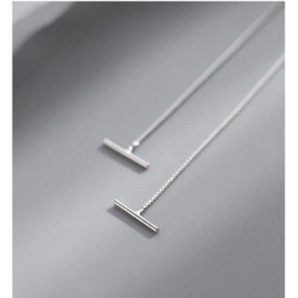 *NEW 925 Sterling Silver Bar Chain Drop Earrings